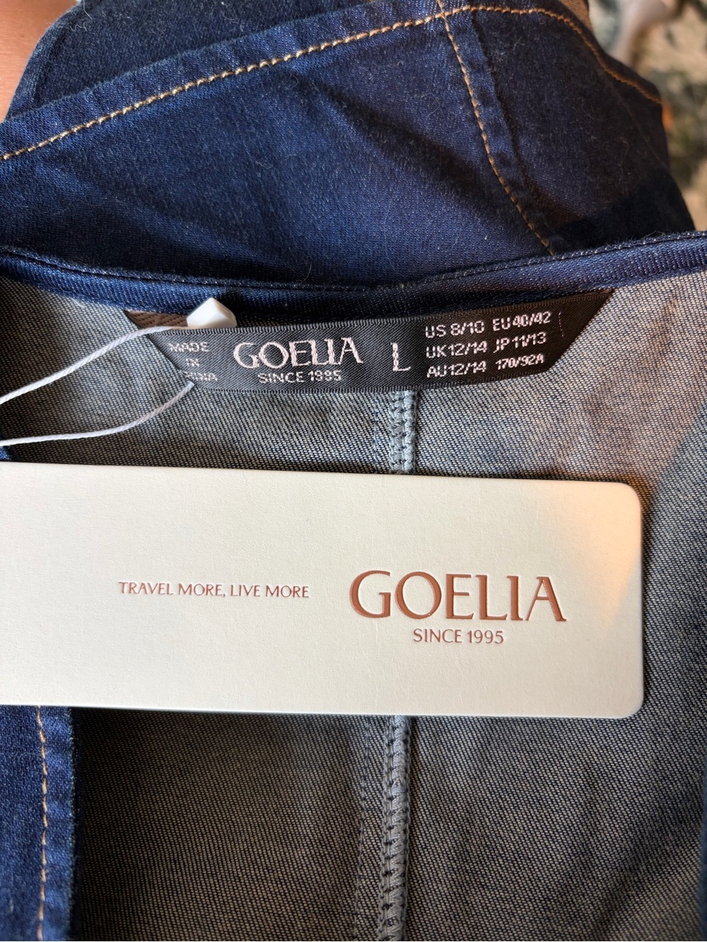 Goelia Dark Denim V-Neck Button Up Blouse Top - Picture 5 of 10